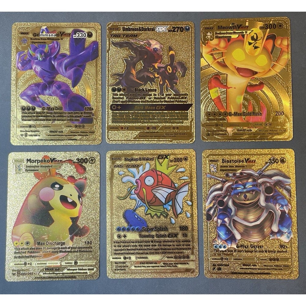 Pokemon Novelty Gold Full Fan Art Card Lot (6) Umbreon Darkrai Morpeko Blastoise
